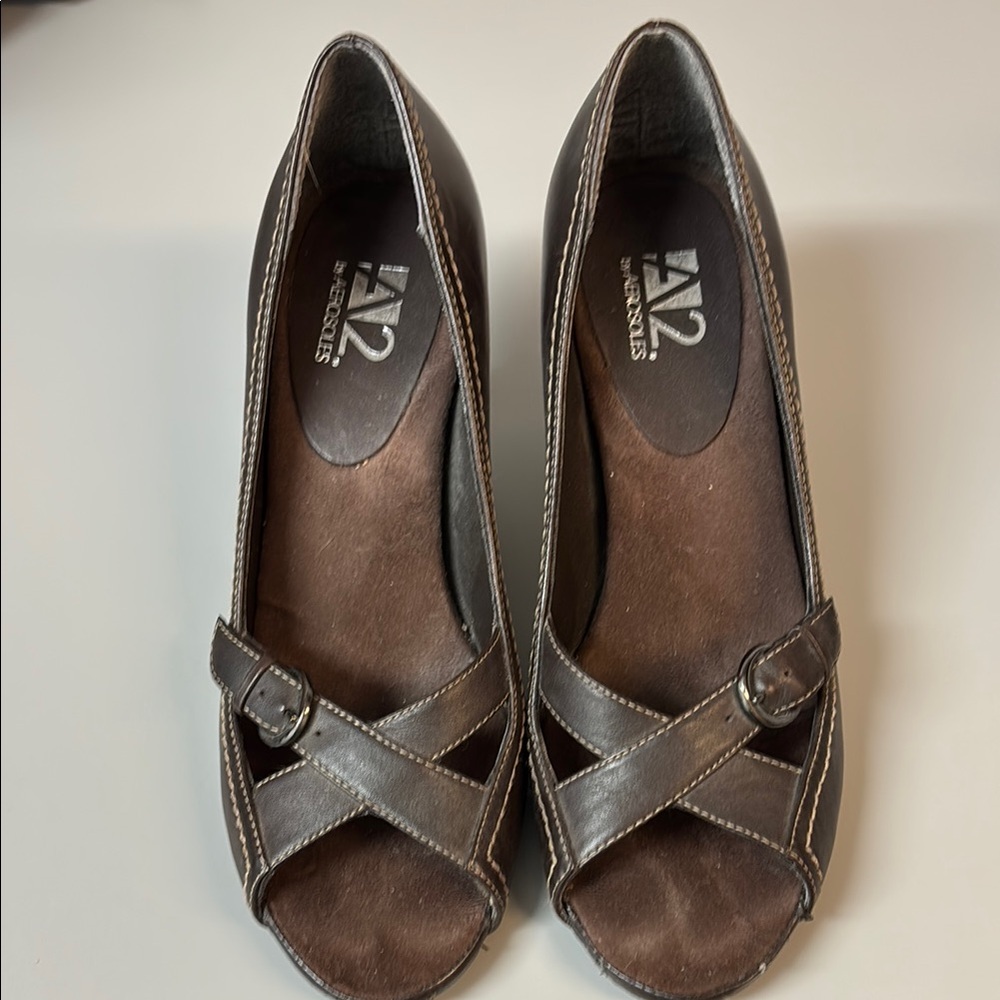 A2 by Aerosoles Women's Brown Peep Toe Shoes